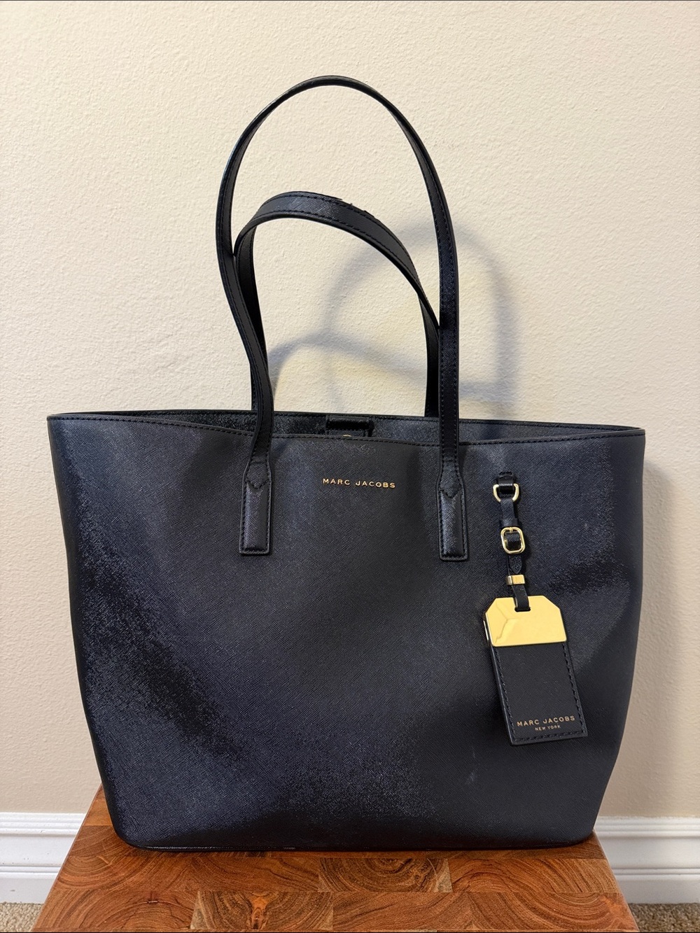 Marc Jacobs Black Saffiano Leather Large Tote Shoulder Bag